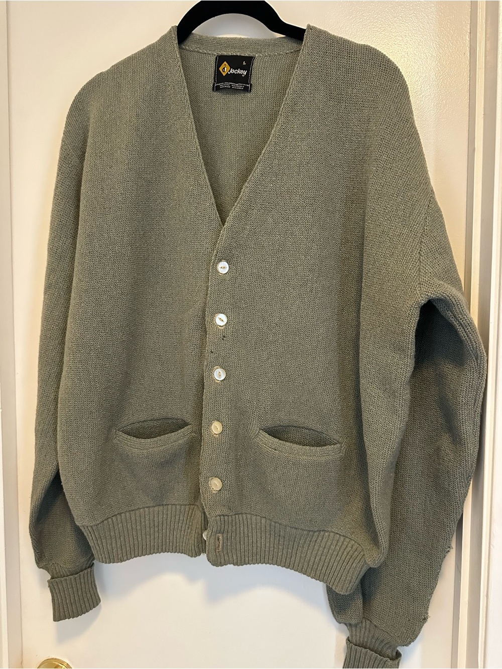 Jockey Olive Green V-Neck Button Front Cardigan